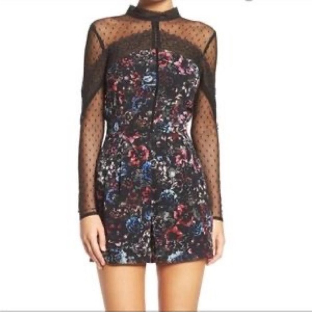 Adelyn Rae Floral Romper with Lace detail